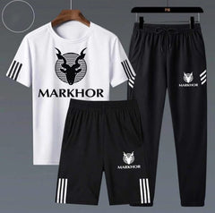 Printed Markhor White Summer 3 In 1 Tracksuit