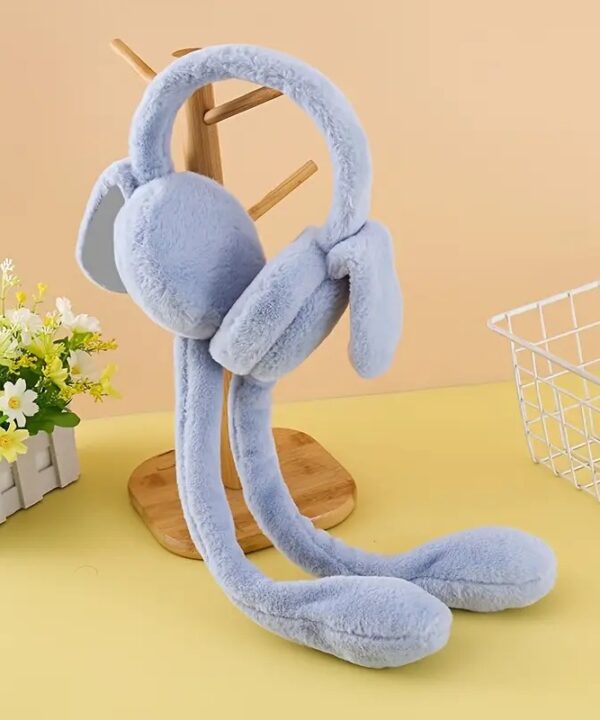 Cute Jumping Rabbit Earmuffs Hat with Moving Ears – Plush Airbag Toy Cap for Kids (Random Color)